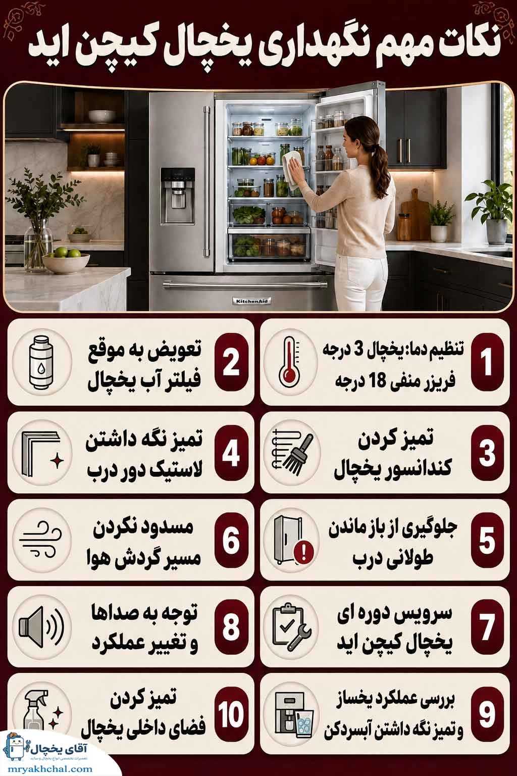 نکات مهم نگهداری و افزایش طول عمر یخچال کیچن اید