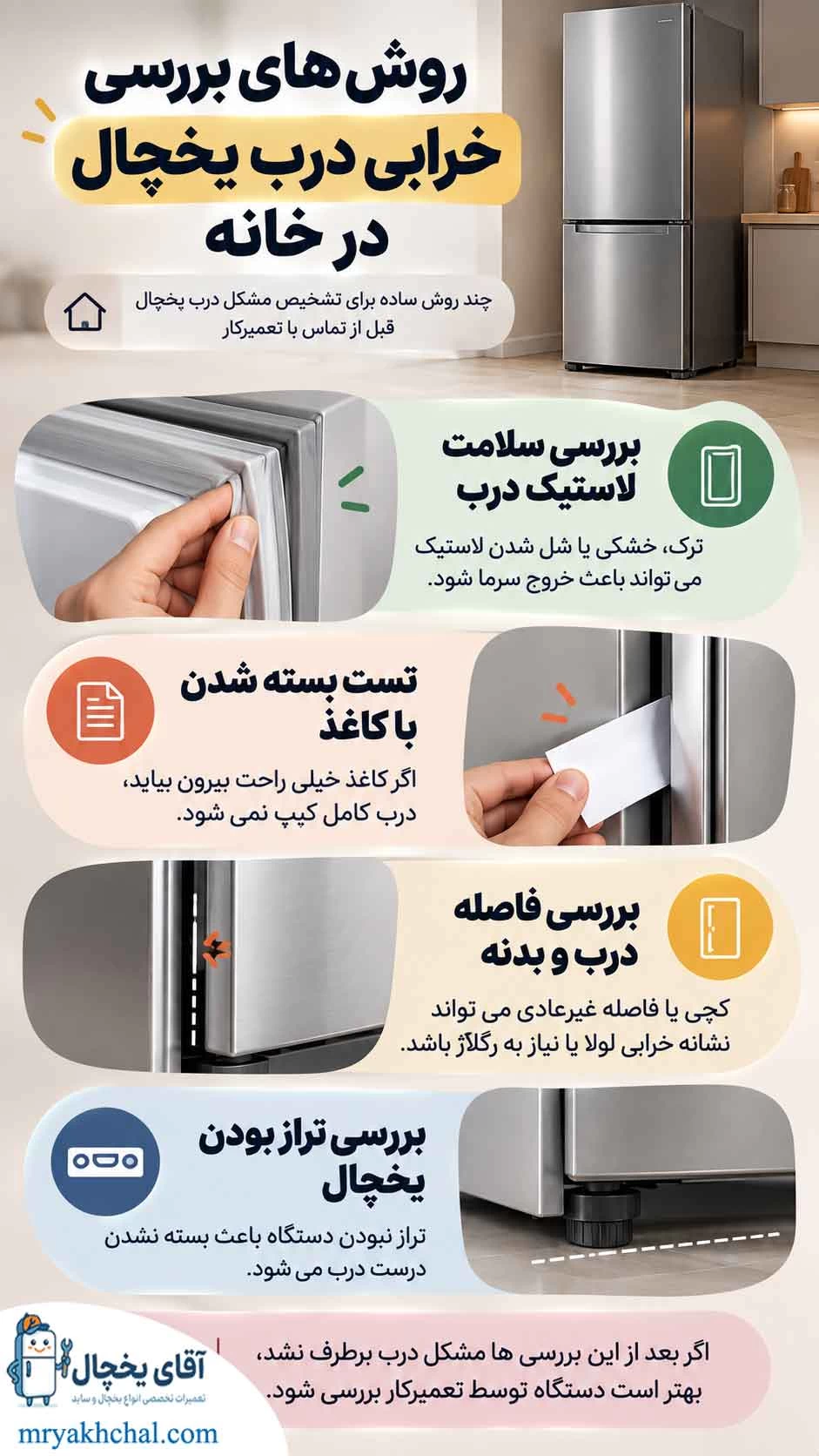 روش های بررسی خرابی درب یخچال در خانه