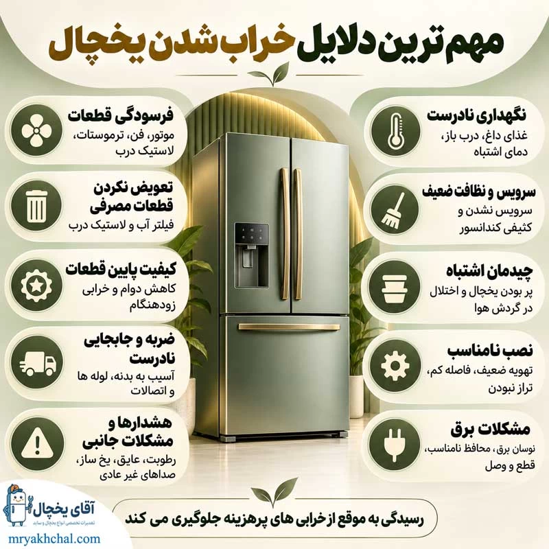 مهم ترین دلایل خراب شدن یخچال