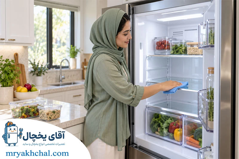 تمیز کردن منظم داخل یخچال