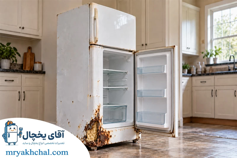 پوسیدگی یا آسیب جدی در بدنه یخچال