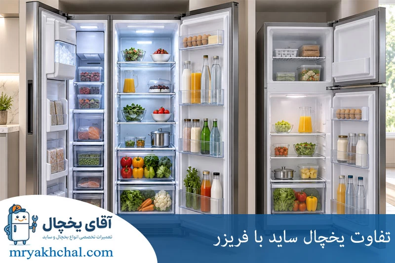 تفاوت یخچال ساید با یخچال فریزر