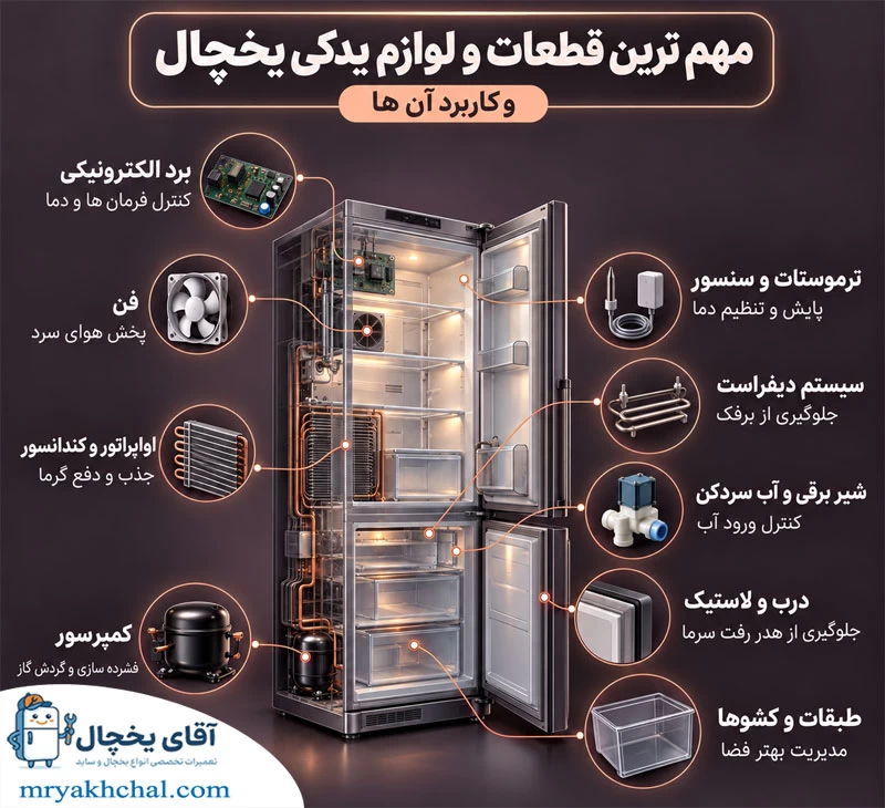 مهم ترین قطعات و لوازم یدکی یخچال و کاربرد آن ها